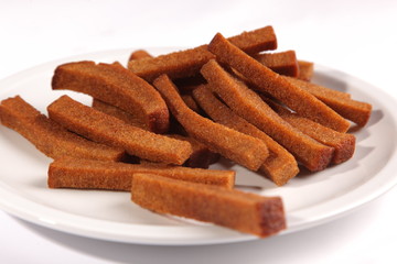 beer crackers on a plate