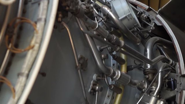 Detailed exposure of a turbo jet engine.