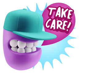 3d Illustration Laughing Character Emoji Expression saying Take