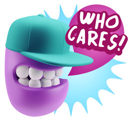 3d Illustration Laughing Character Emoji Expression saying Who C