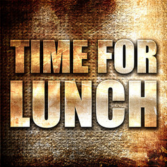 time for lunch, 3D rendering, metal text on rust background