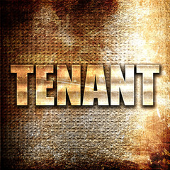 tenant, 3D rendering, metal text on rust background