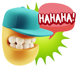 3d Illustration Laughing Character Emoji Expression saying Hahah