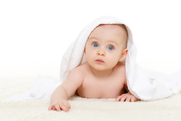 Sweet small baby with  towel