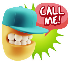 3d Illustration Laughing Character Emoji Expression saying Call