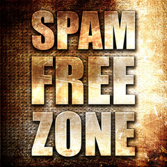 spam free zone, 3D rendering, metal text on rust background
