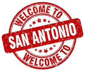 welcome to San Antonio red round vintage stamp