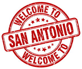 welcome to San Antonio red round vintage stamp