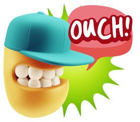 3d Illustration Laughing Character Emoji Expression saying Ouch