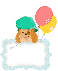Cute dog with balloons blank gift tag
