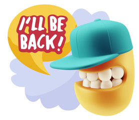 3d Illustration Laughing Character Emoji Expression saying I'll