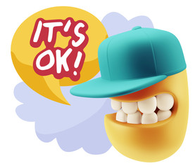 3d Illustration Laughing Character Emoji Expression saying It's