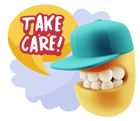 3d Illustration Laughing Character Emoji Expression saying Take