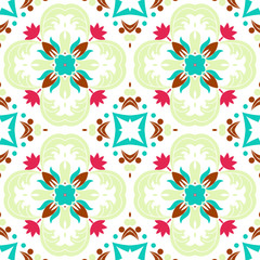Mexican stylized talavera tiles seamless pattern. Background for design and fashion. Arabic, Indian patterns