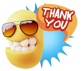 3d Illustration Laughing Character Emoji Expression saying Thank