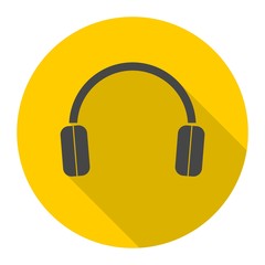 Headphone icon with long shadow