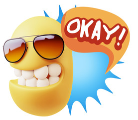 3d Illustration Laughing Character Emoji Expression saying Okay