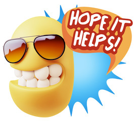 3d Illustration Laughing Character Emoji Expression saying Hope