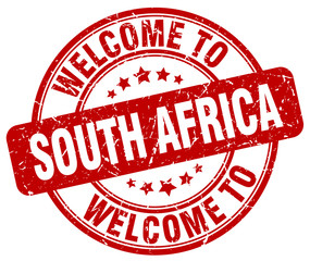 welcome to South Africa red round vintage stamp