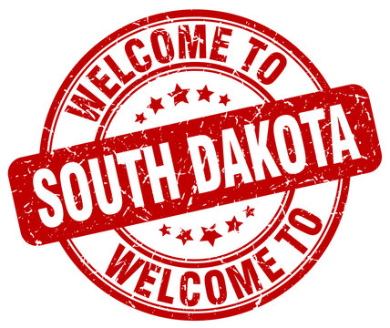 welcome to South Dakota red round vintage stamp