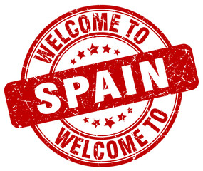 welcome to Spain red round vintage stamp