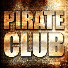 pirate club, 3D rendering, metal text on rust background