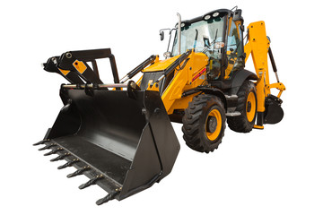 Loader excavator isolated with clipping path - obrazy, fototapety, plakaty