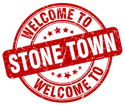 welcome to Stone Town red round vintage stamp