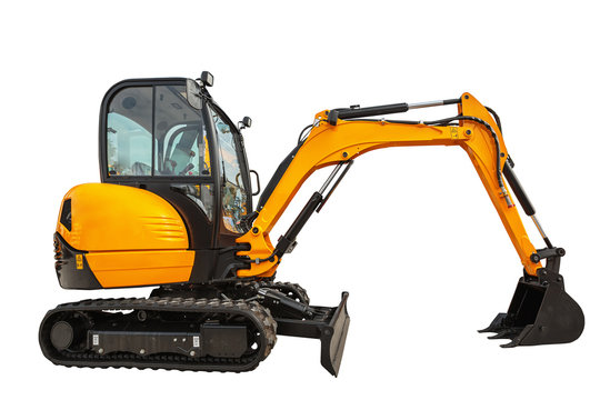 Small or mini excavator isolated with clipping path