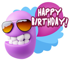 3d Rendering Smile Character Emoticon Expression saying Happy Bi