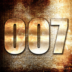 007, 3D rendering, metal text on rust background