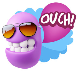 3d Illustration Laughing Character Emoji Expression saying Ouch