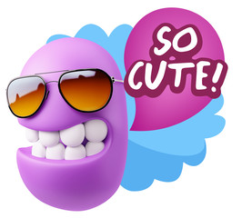 3d Illustration Laughing Character Emoji Expression saying So Cu