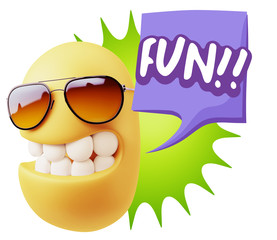 3d Illustration Laughing Character Emoji Expression saying Fun w