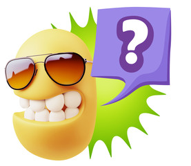 3d Illustration Laughing Character Emoji Expression saying ? wit