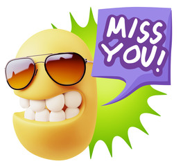 3d Illustration Laughing Character Emoji Expression saying Miss