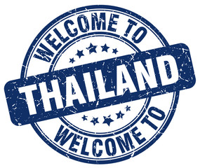 welcome to Thailand blue round vintage stamp