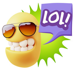 3d Illustration Laughing Character Emoji Expression saying Lol w