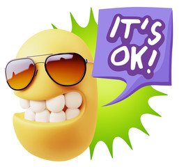 3d Illustration Laughing Character Emoji Expression saying It's