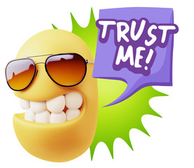 3d Illustration Laughing Character Emoji Expression saying Trust