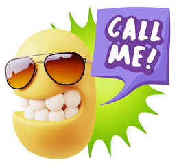 3d Illustration Laughing Character Emoji Expression saying Call