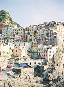 Cinqueterre, Italy, cliff face and architecture 