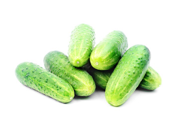 Fresh cucumbers isolated on white