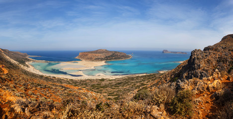 beautiful Balos Lagoon and Gramvousa Island in Crete