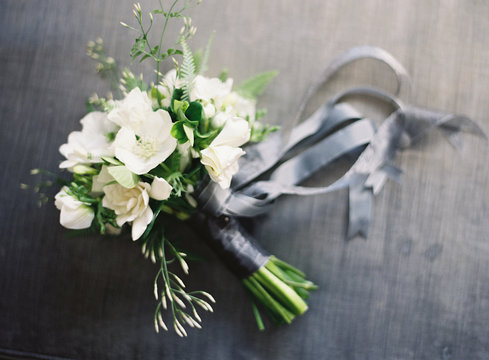 White bouquet on table