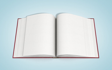 open book 3d render on gradient background