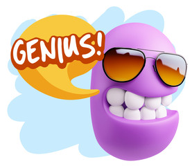 3d Illustration Laughing Character Emoji Expression saying Geniu