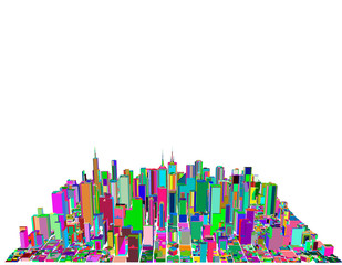 3D model of city. Vector colorful illustration.