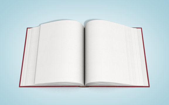 open book 3d render on gradient background