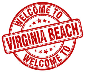 welcome to Virginia Beach red round vintage stamp